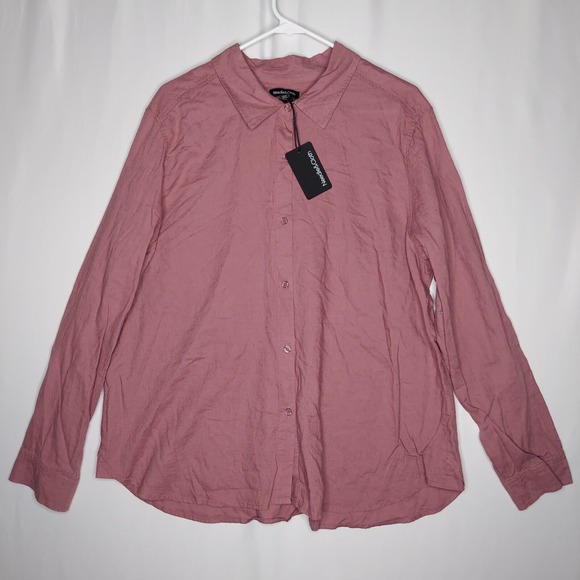 Needle & Cloth Tops - Needle & Cloth Button Shirt Women 20 XXL Pink Long Sleeve Linen Rayon Coastal